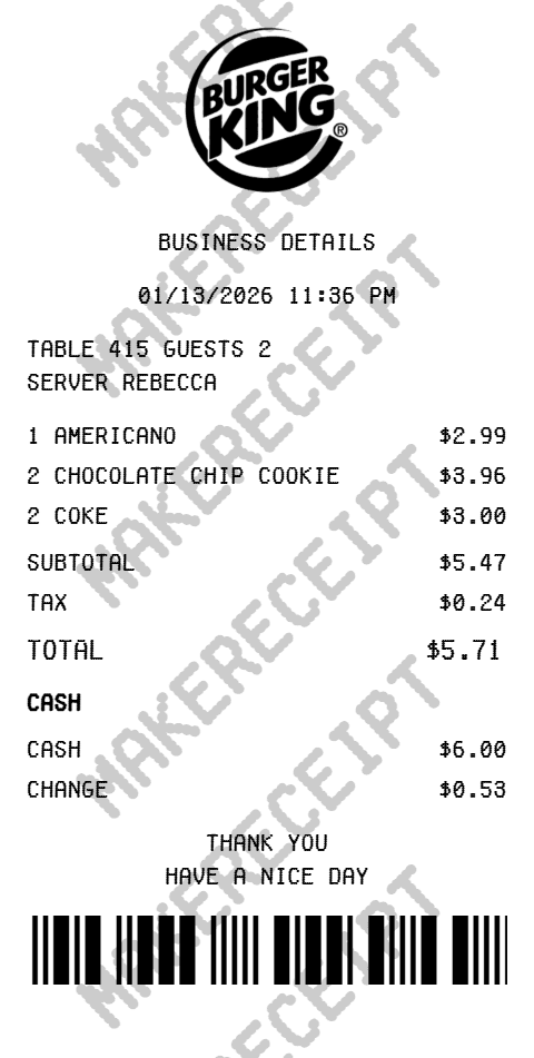 Burger King Receipt preview