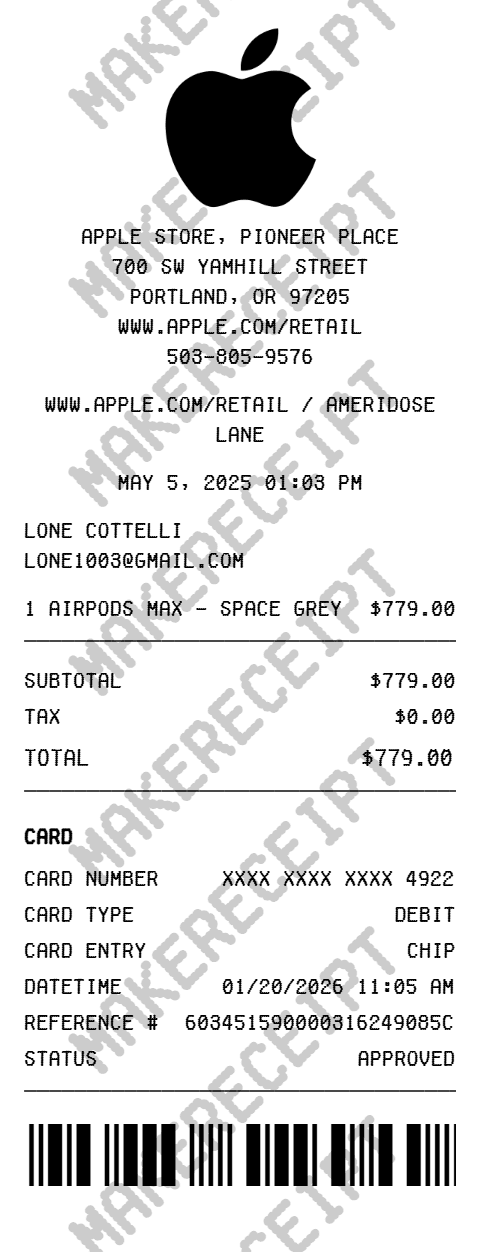 Apple Receipt