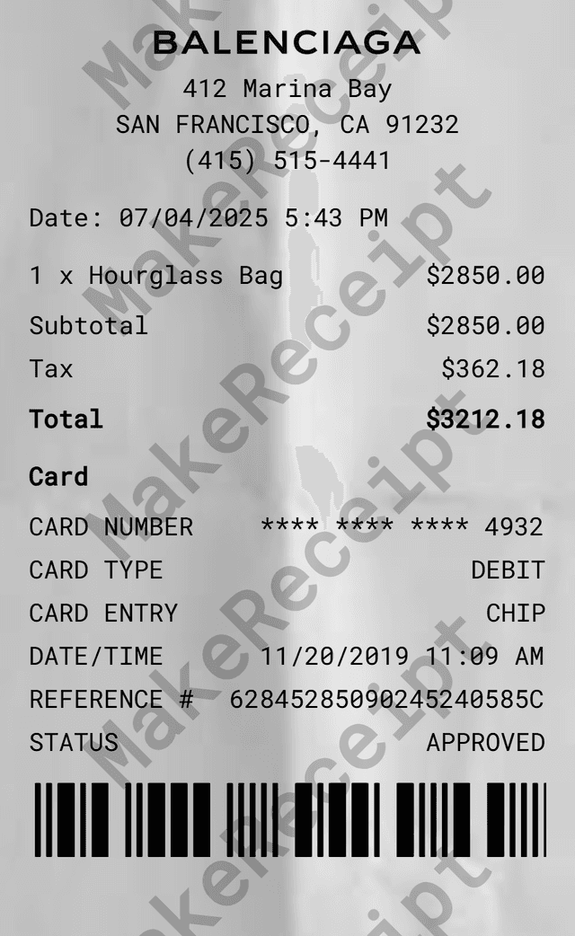 Balenciaga Receipt preview