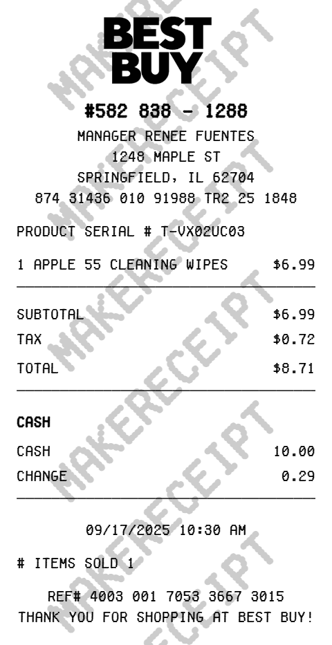 Best Buy Receipt preview