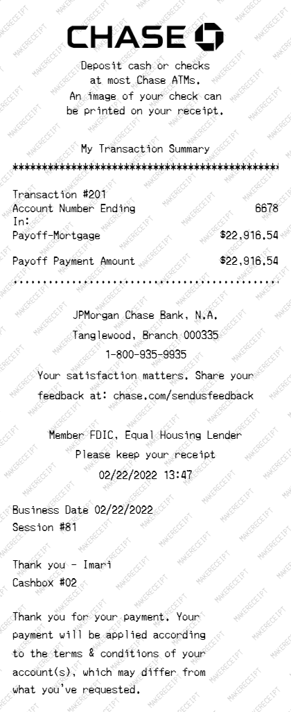 Chase ATM Receipt