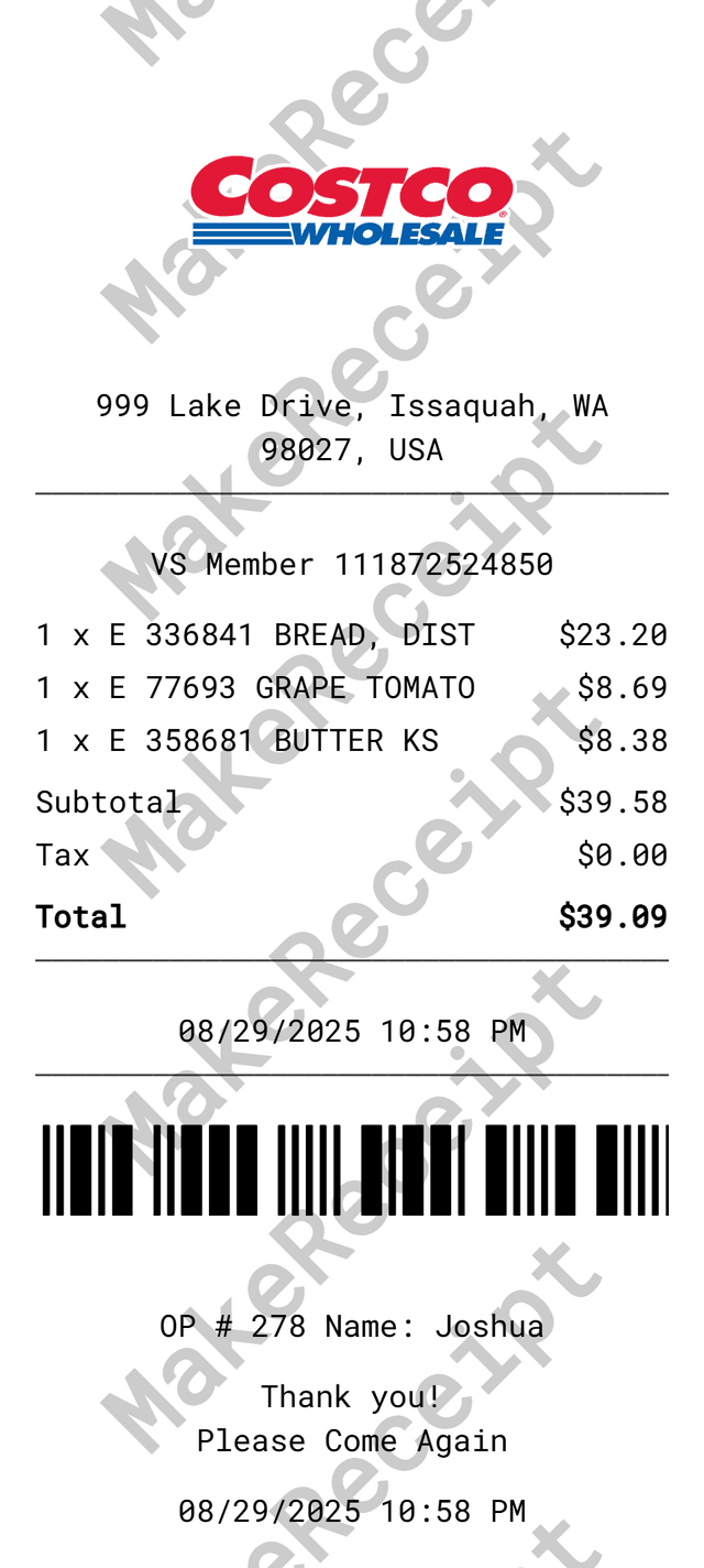 Costco Receipt