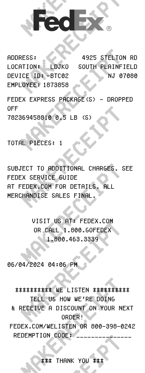 FedEx Receipt