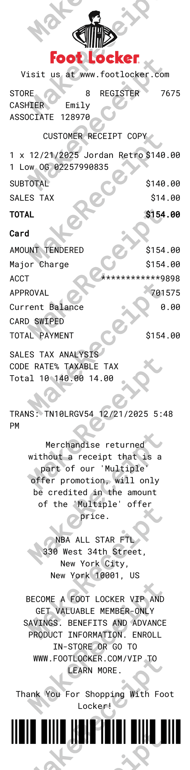 Foot Locker Receipt preview