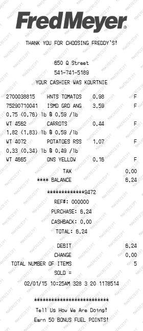 Fred Meyer Receipt preview