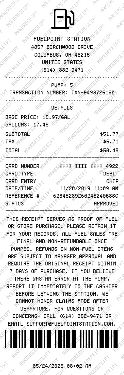 Gas Receipt