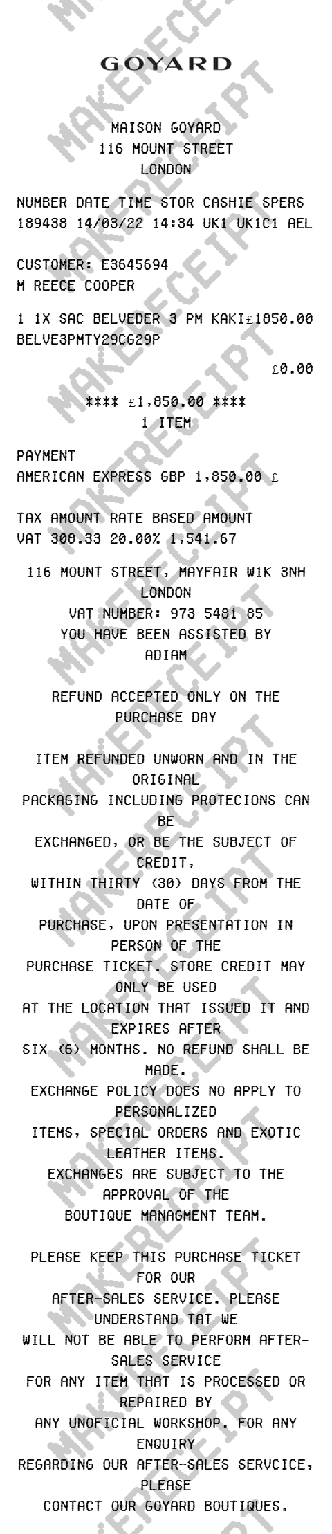 Goyard Receipt preview