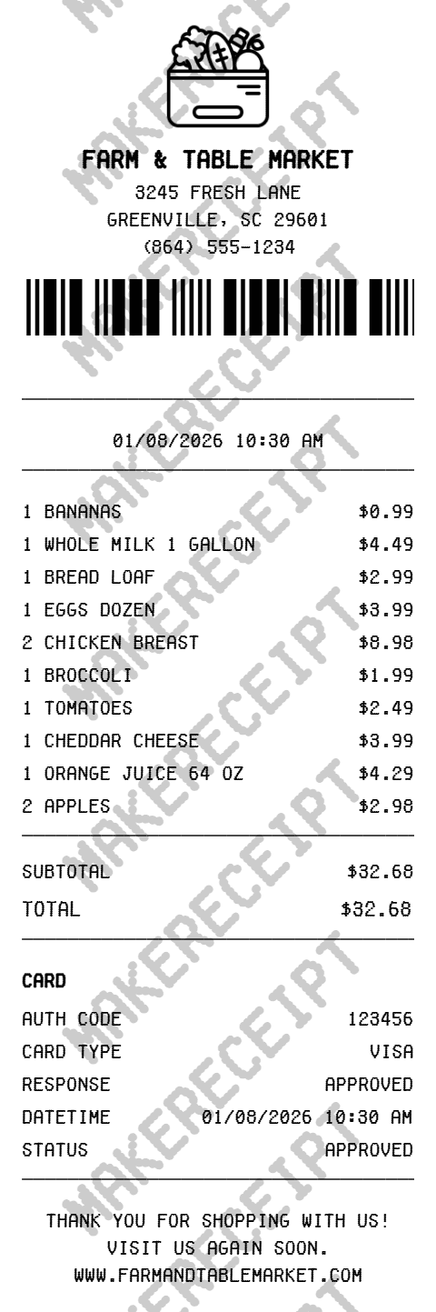 Grocery Receipt