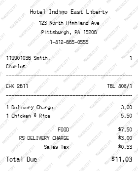 Hotel Indigo Receipt preview