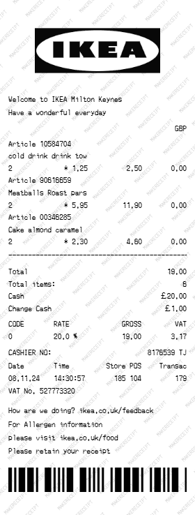 IKEA Receipt preview