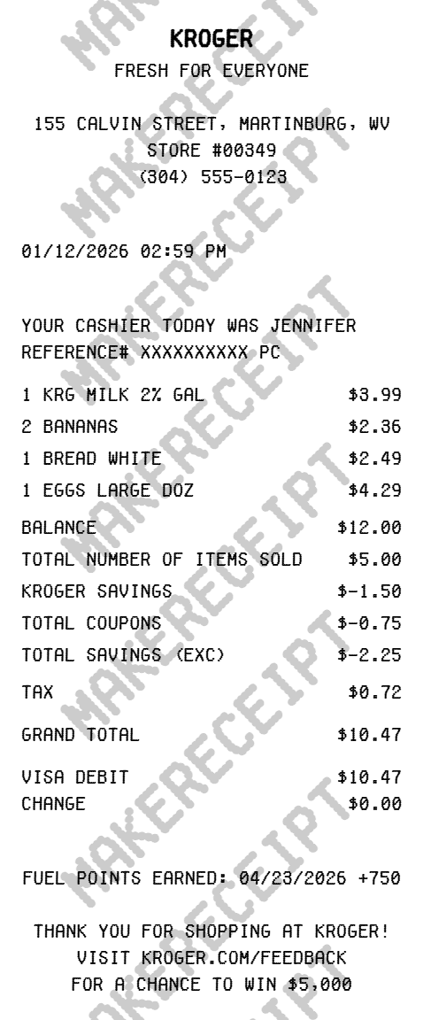 Kroger Receipt