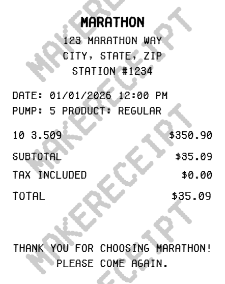 Marathon Receipt preview
