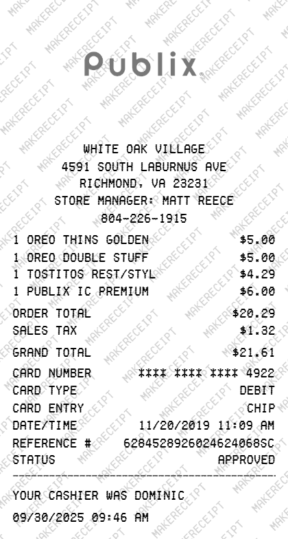 Publix Receipt
