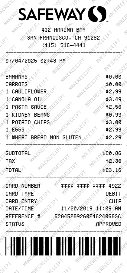 Safeway Receipt preview