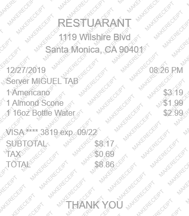 Simple Itemized Receipt