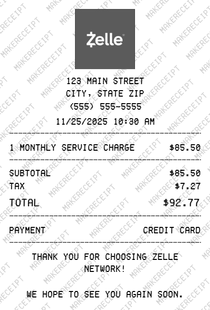 Zelle Receipt