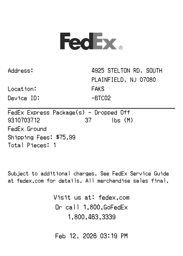 Editable FedEx Receipt template preview — free receipt generator