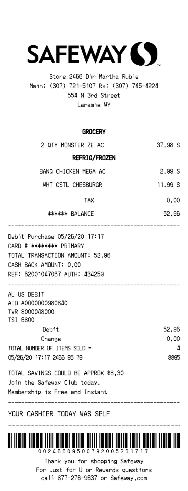 Free Safeway Receipt Generator | MakeReceipt | MakeReceipt.ai
