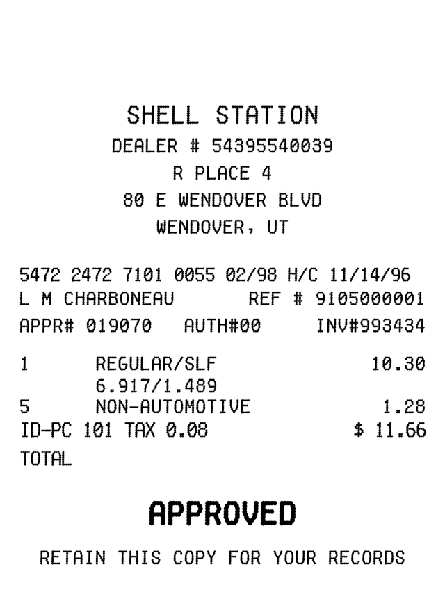 Editable Shell Gas Receipt receipt template, AI receipt generator