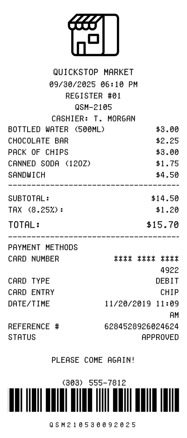 Editable Store Receipt receipt template, AI receipt generator