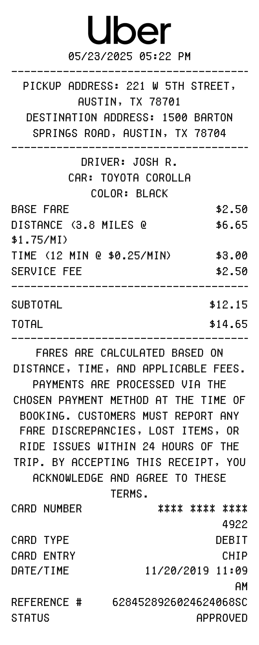 Uber Receipt