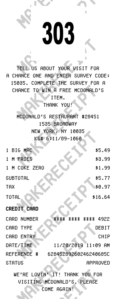 McDonald's Receipt